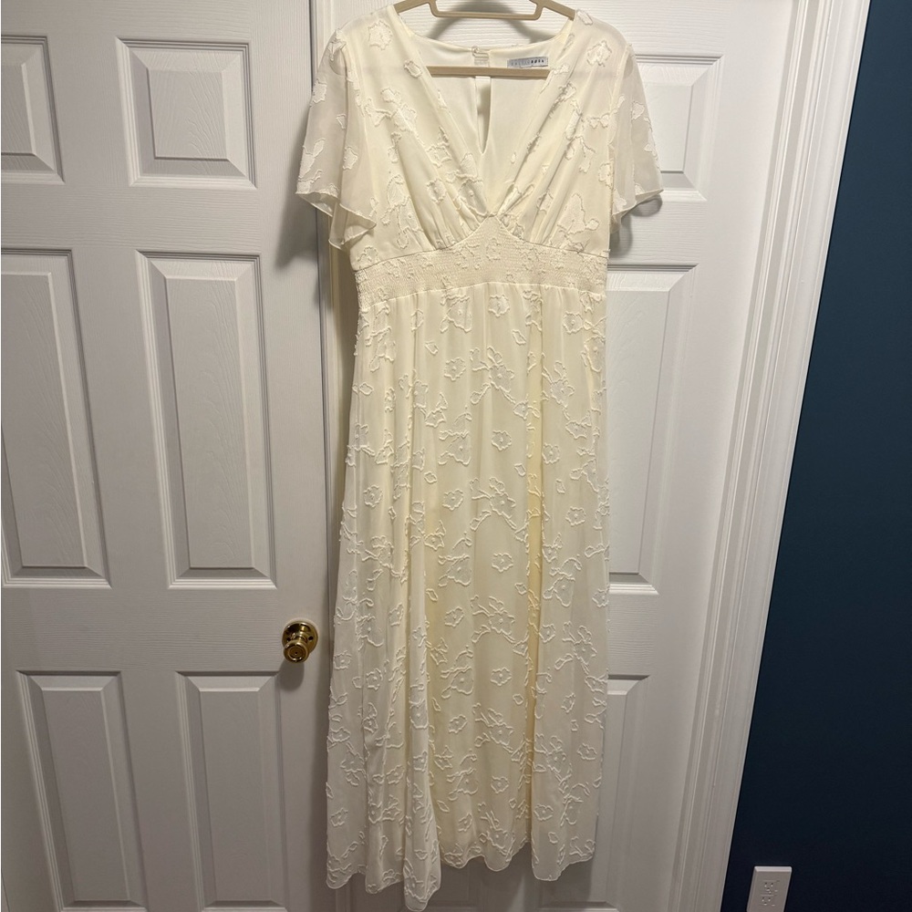 Baltic Born Ivory Embroidered Maxi Dress - Women's Elegant V-Neck